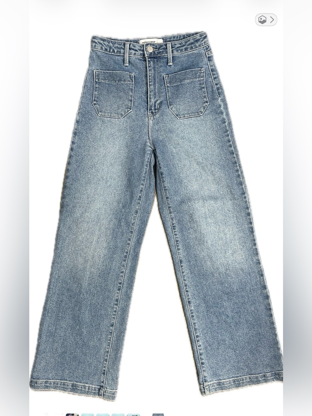 Just Black Denim Patch Pocket Wide Leg Jeans Light Wash Size 24